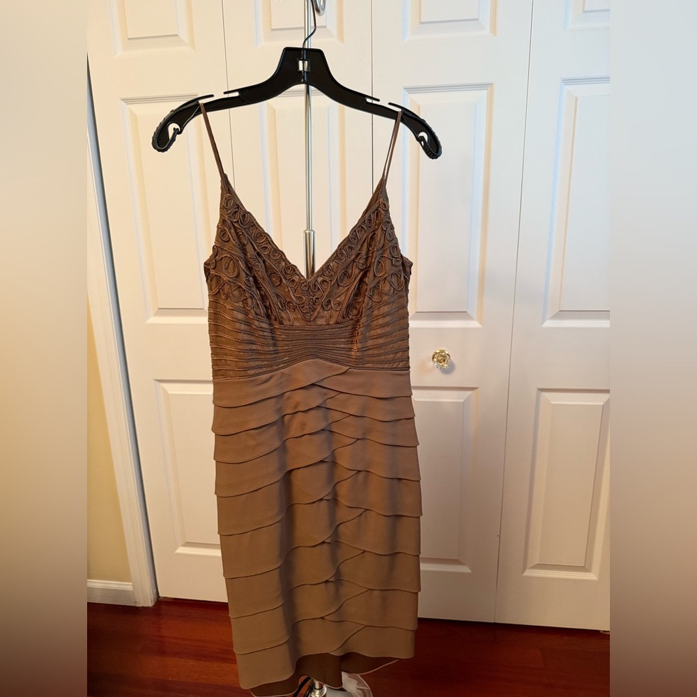 Elegant Brown Spaghetti Strap Dress